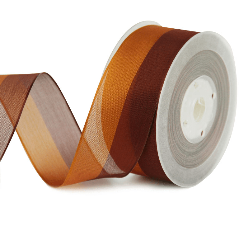 1.5" Brown Striped Mesh Christmas Ribbon – 25 Yards Roll | Laribbons Custom - laribbons Custom Shop