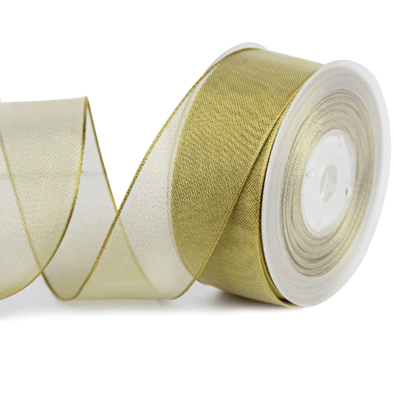 1.5" Gold Sheer Wired Christmas Ribbon – Elegant Shimmery Mesh, 25 Yards | Laribbons Custom - laribbons Custom Shop