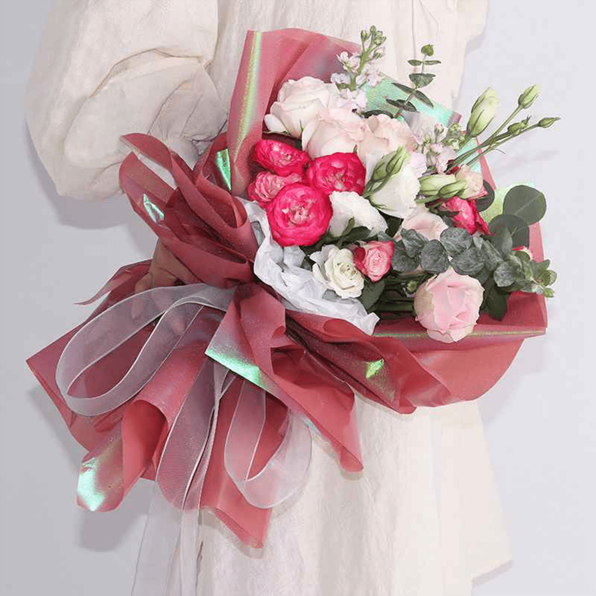 60x60cm Glitter Holographic Film Flower Packaging Sheets | P - BLN | MOQ 100pcs | Laribbon Custom - laribbons