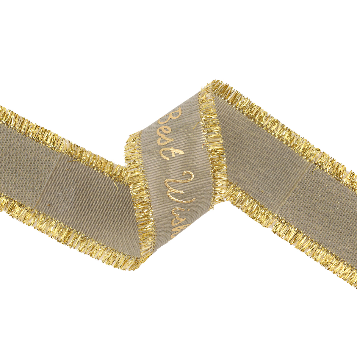 100 Yards Custom Logo Grosgrain Ribbon Roll - Gold Frayed Edges - laribbons Custom Shop