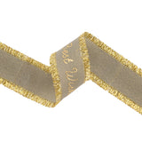 100 Yards Custom Logo Grosgrain Ribbon Roll - Gold Frayed Edges - laribbons Custom Shop