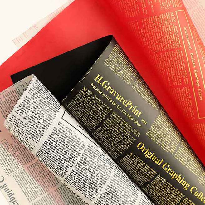 Floral Wrapping Paper Like Newspaper BOPP | MOQ 100pcs | Laribbon Custom - laribbons Custom Shop