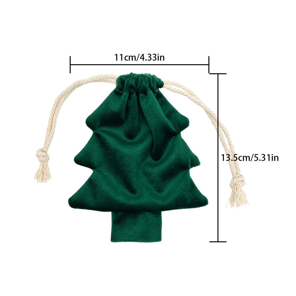 Christmas Tree Shape Velvet Drawstring Gift Pouches, Xmas Candy Jewelry Storage Bags| 2 Sizes, 2pcs/Pack | Mixable Colors - Laribbons Custom