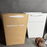 Custom Floral Kraft Paper Tote Bags with White Foil Logo – 2 Sizes – MOQ 200 | Laribbons Custom - laribbons Custom Shop