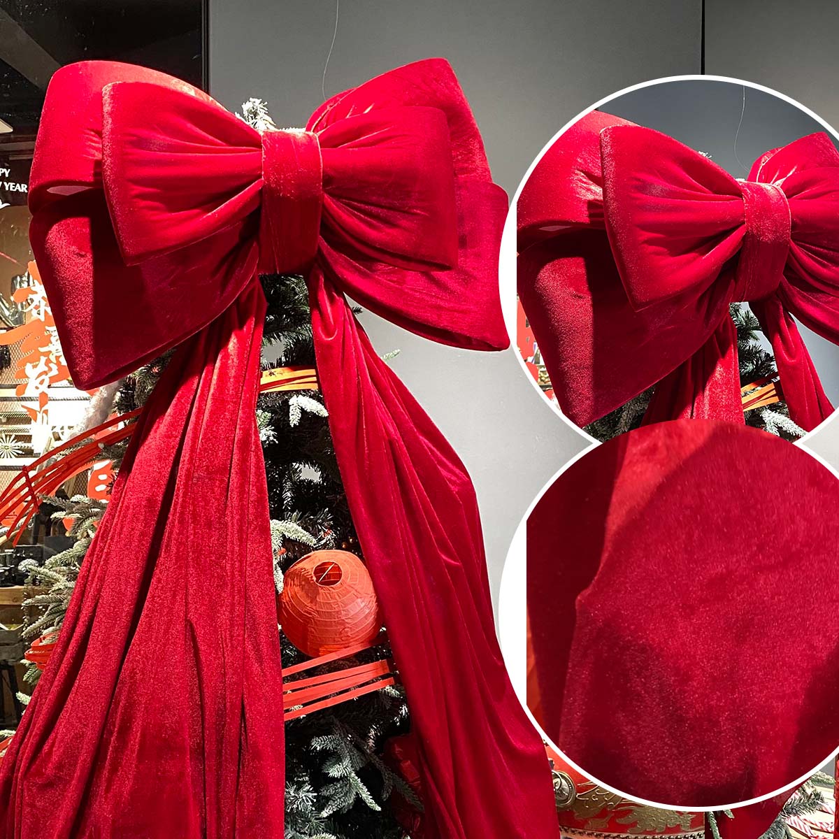 Giant Burgundy Velvet Christmas Bow – Oversized Holiday Decoration (3 Sizes) | Free Shipping - Laribbons Custom