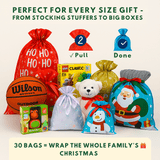 Krinkle Gift Bags – Pre - Assembled Festive Christmas Wrapping Bags with Ribbon | Family Pack (30 Bags) & Holiday Saver (60 Bags) | Laribbons Custom - laribbons Custom Shop