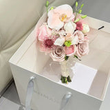 Custom Logo Flower Shop Paper Bags – White Embossed Tote with Silver or Pink Foil, 2 Sizes in Stock | Laribbons Custom - laribbons Custom Shop