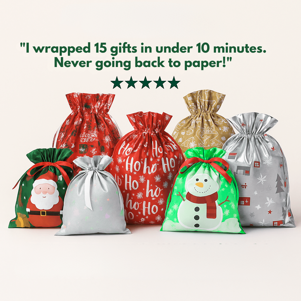 Krinkle Gift Bags – Pre - Assembled Festive Christmas Wrapping Bags with Ribbon | Family Pack (30 Bags) & Holiday Saver (60 Bags) | Laribbons Custom - laribbons Custom Shop
