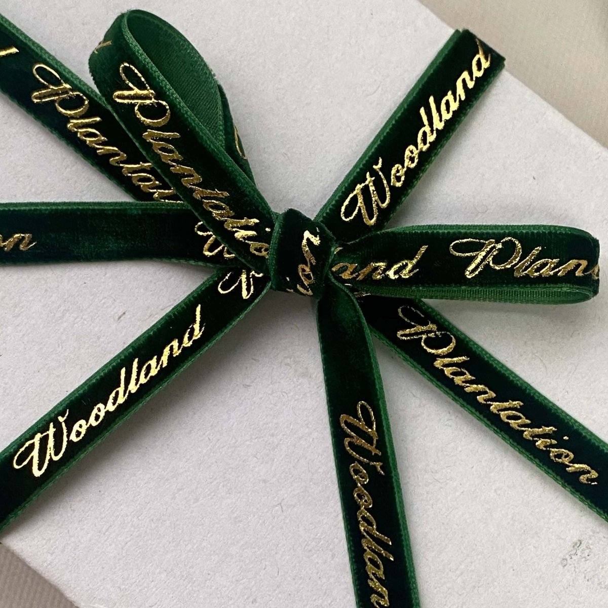 Custom Foil Stamped Velvet Ribbon with Logo – Luxury Gift & Retail