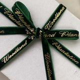 Custom Foil Stamped Velvet Ribbon with Logo – Luxury Gift & Retail Packaging | Laribbons Custom - laribbons Custom Shop