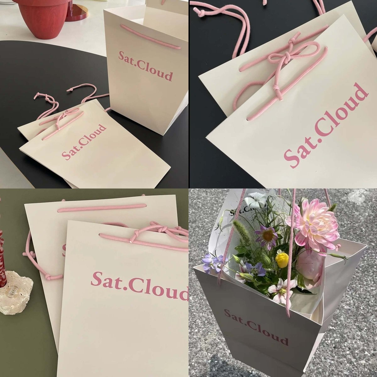 Custom Trapezoid Paper Bags with Logo – Personalized Flower Shop Gift Bags (MOQ 200) | Laribbons Custom - Laribbons Custom