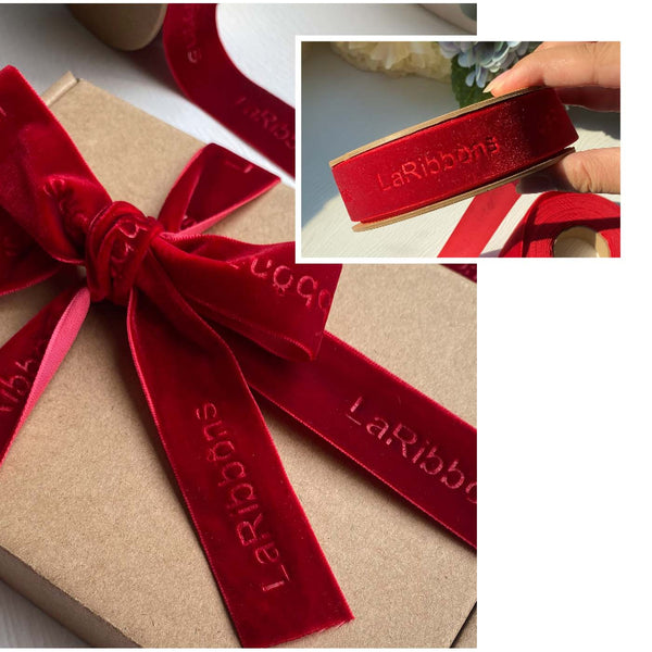 Custom Velvet Ribbon with Debossed Logo – Multiple Widths & Colors | Laribbons Custom