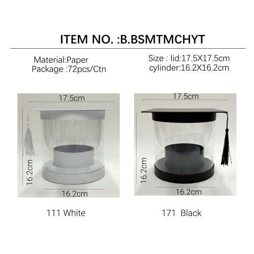 Graduation Cap Clear Flower Bucket Box | B.BSMTMCHYT | Laribbons Custom - laribbons
