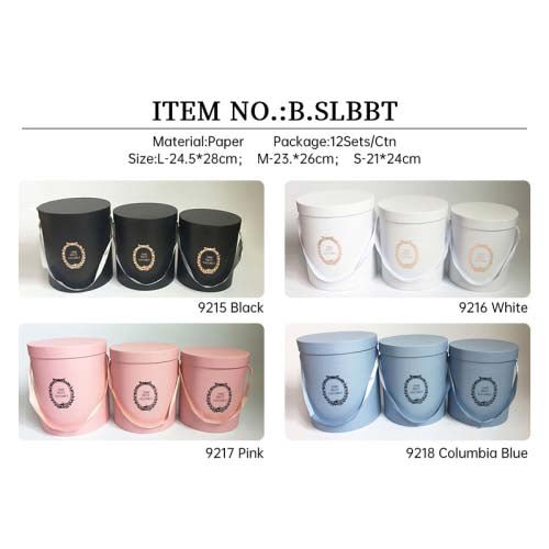 Round Flower Bucket Gift Box with Handle | B.SLBBT | Laribbons Custom - laribbons