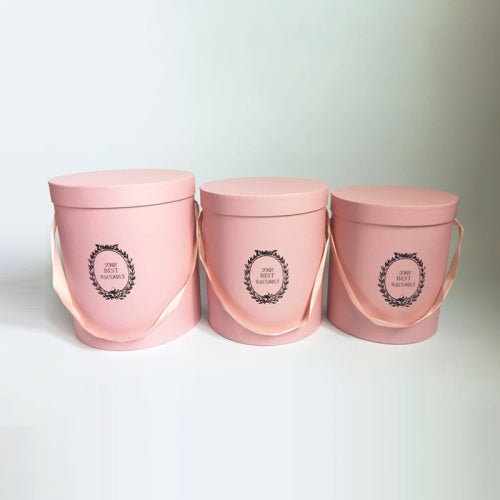 Round Flower Bucket Gift Box with Handle | B.SLBBT | Laribbons Custom - laribbons