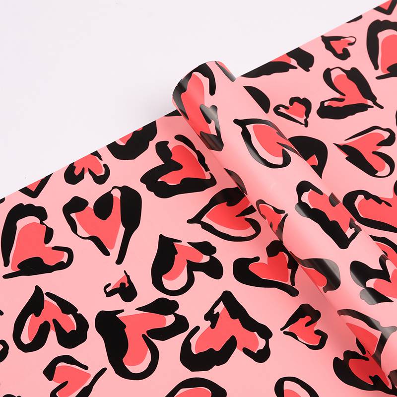 53x53cm BOPP Heart - Leopard Print Flower Packaging Sheets | P - BXH | MOQ 100pcs | Laribbon Custom - laribbons