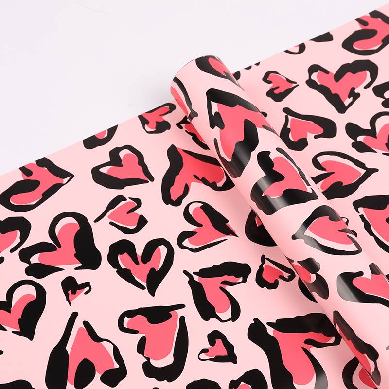53x53cm BOPP Heart - Leopard Print Flower Packaging Sheets | P - BXH | MOQ 100pcs | Laribbon Custom - laribbons