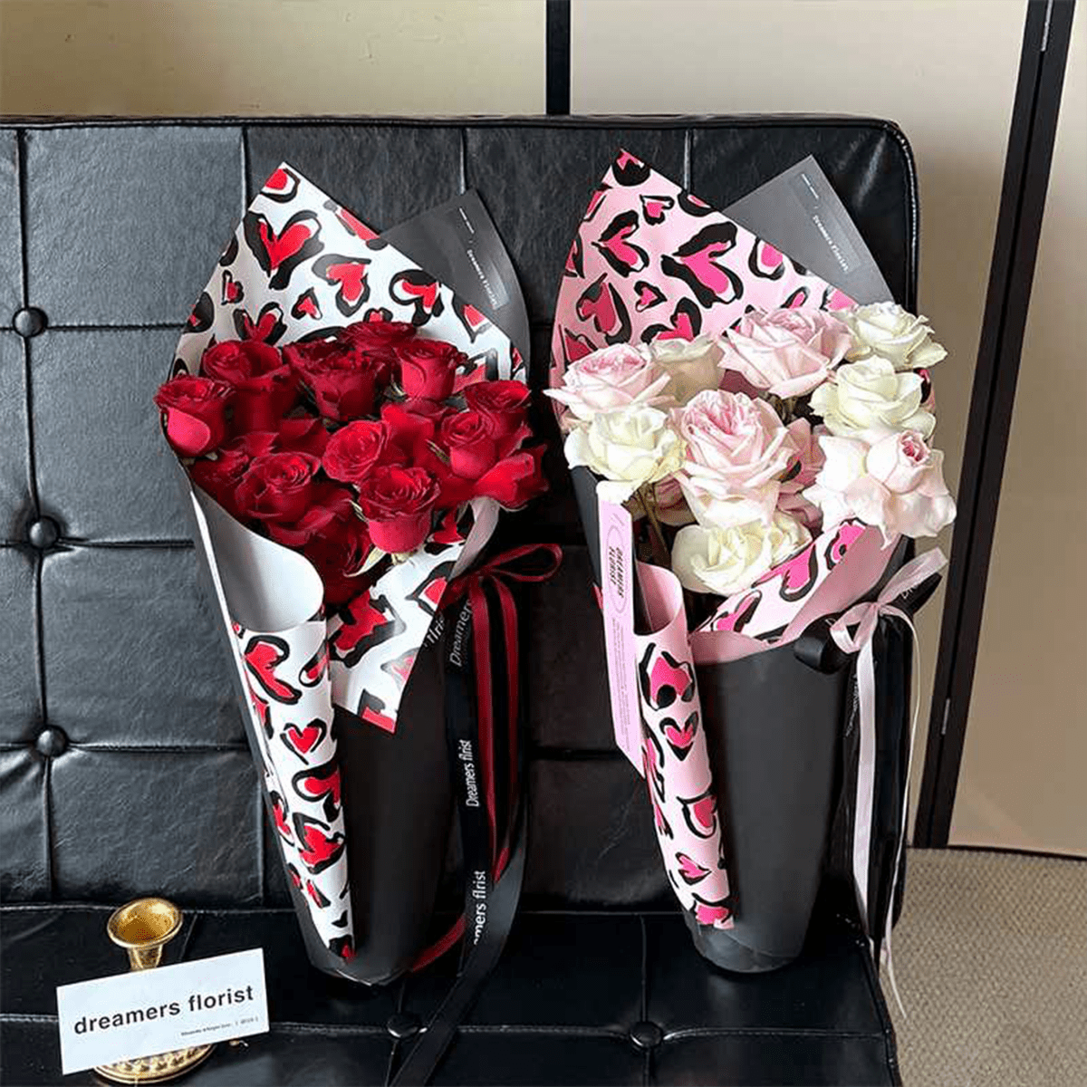 53x53cm BOPP Heart - Leopard Print Flower Packaging Sheets | P - BXH | MOQ 100pcs | Laribbon Custom - laribbons