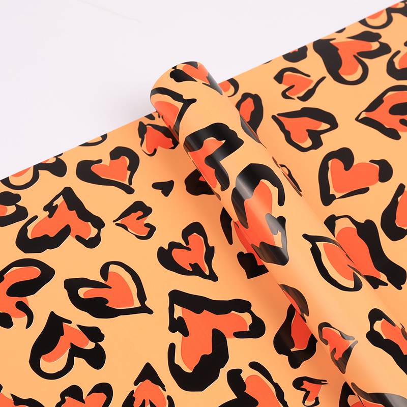 53x53cm BOPP Heart - Leopard Print Flower Packaging Sheets | P - BXH | MOQ 100pcs | Laribbon Custom - laribbons