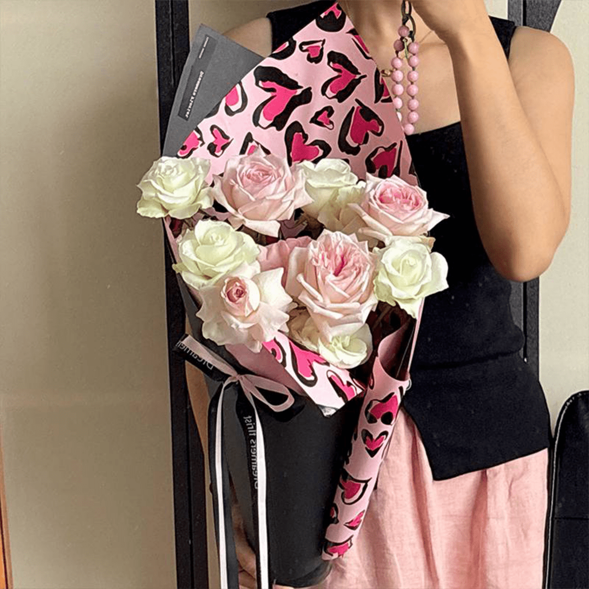 53x53cm BOPP Heart - Leopard Print Flower Packaging Sheets | P - BXH | MOQ 100pcs | Laribbon Custom - laribbons