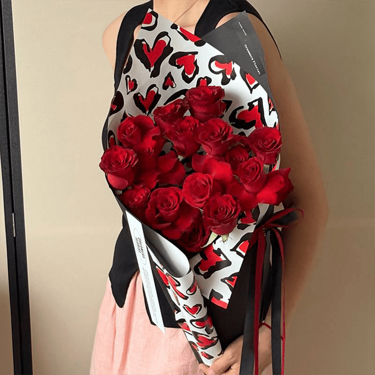 53x53cm BOPP Heart - Leopard Print Flower Packaging Sheets | P - BXH | MOQ 100pcs | Laribbon Custom - laribbons