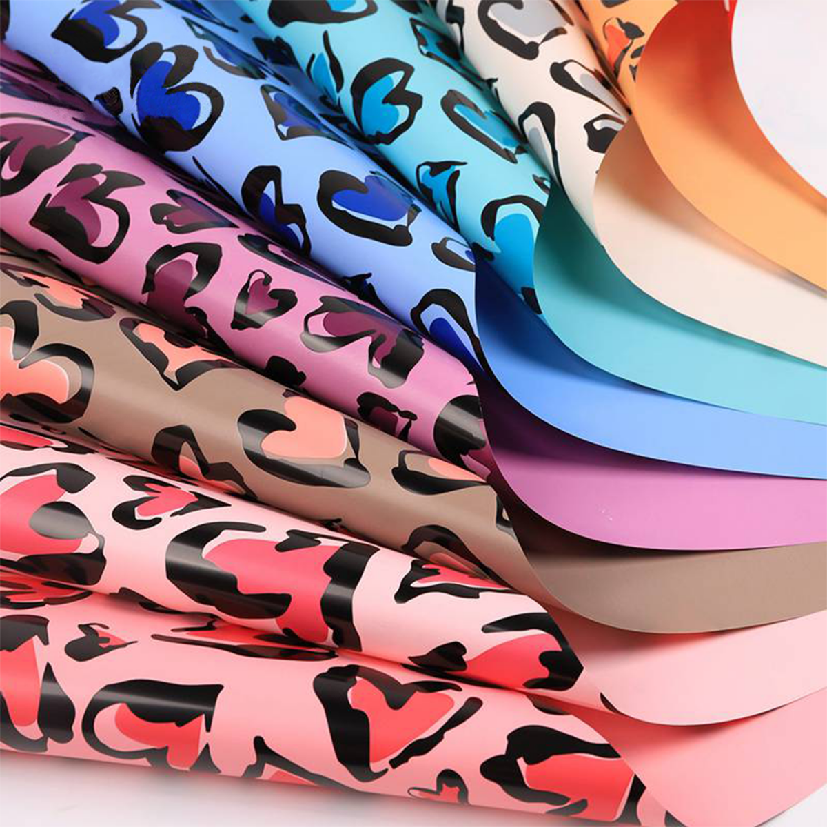 53x53cm BOPP Heart - Leopard Print Flower Packaging Sheets | P - BXH | MOQ 100pcs | Laribbon Custom - laribbons