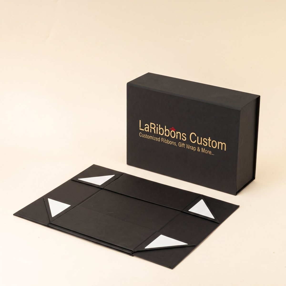 🧲 Custom Magnetic Folding Gift Box with Logo | Stock sizes and colors (6 Colors&Full Size) with logo printing | MOQ 20 gift boxes/ 1 carton | Prices include shipping - Laribbons Custom