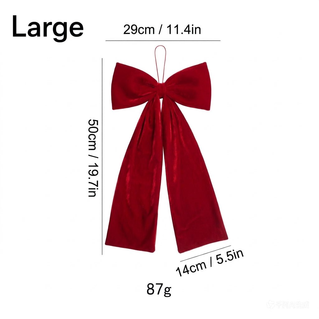 Vintage Burgundy Velvet Christmas Bow | Xmas Wreath Tree Door Decor Bow | 3 Sizes Available | MOQ 2 Pcs - Laribbons Custom