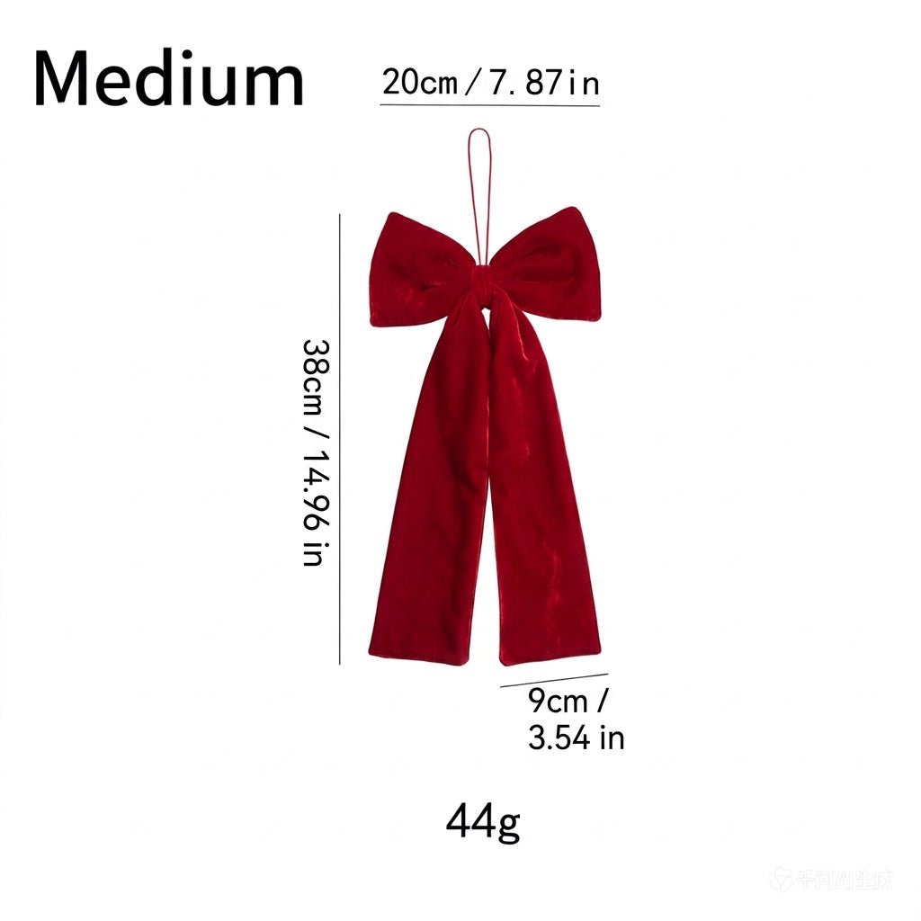 Vintage Burgundy Velvet Christmas Bow | Xmas Wreath Tree Door Decor Bow | 3 Sizes Available | MOQ 2 Pcs - Laribbons Custom