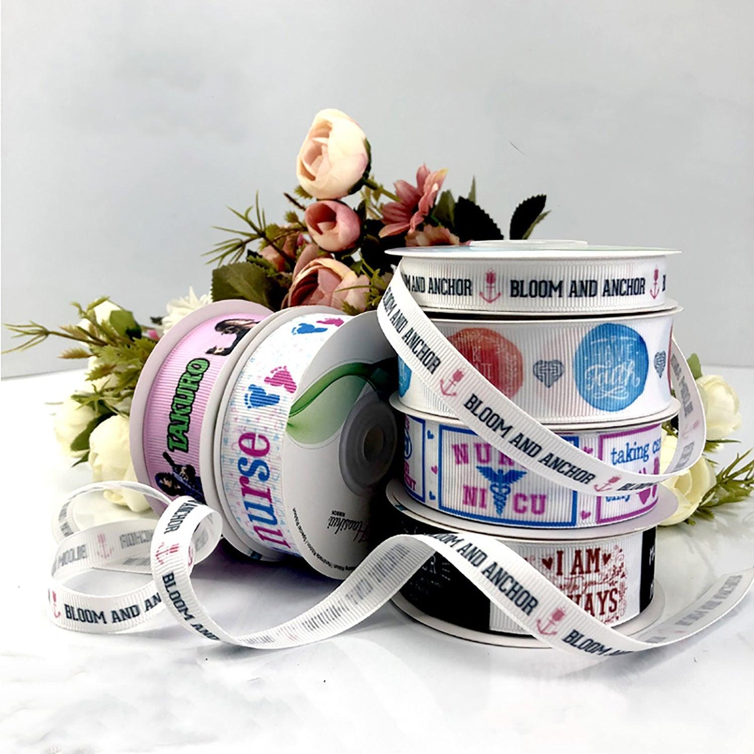 Custom Multicolor Ribbon Printed Satin/Grosgrain Ribbon Tape Personalized Wedding Decoration Party Favor Giftbox Wrapping Bouquet 100Yards/lot - laribbons Custom Shop