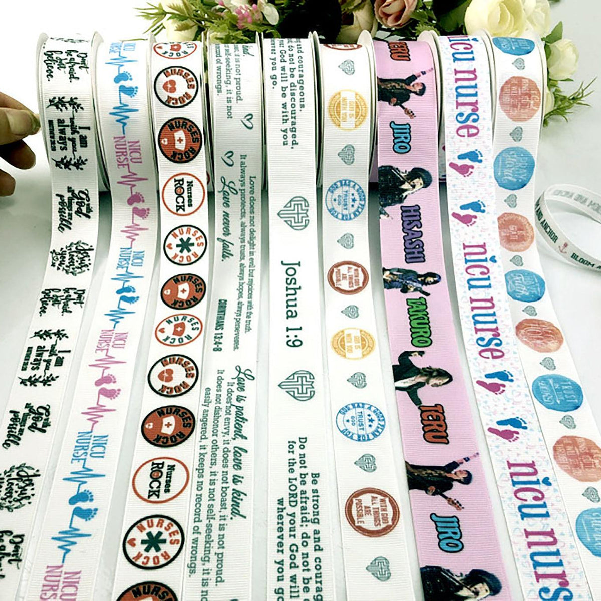 Custom Multicolor Ribbon Printed Satin/Grosgrain Ribbon Tape Personalized Wedding Decoration Party Favor Giftbox Wrapping Bouquet 100Yards/lot - laribbons Custom Shop