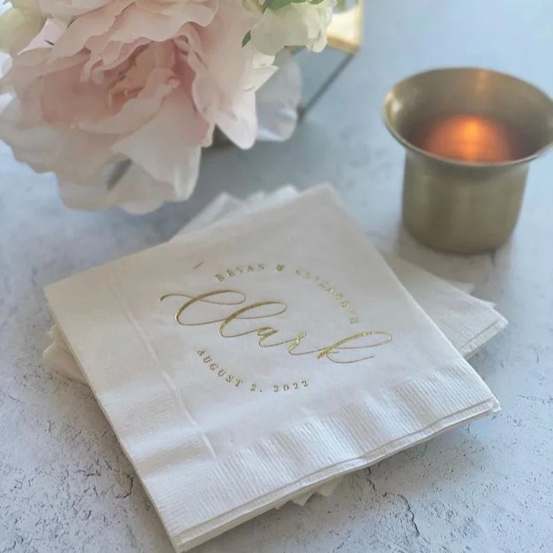 Custom 2 - Ply Napkins with Logo | White, FSC Certified, Food - Safe Ink | Laribbons Custom - laribbons Custom Shop