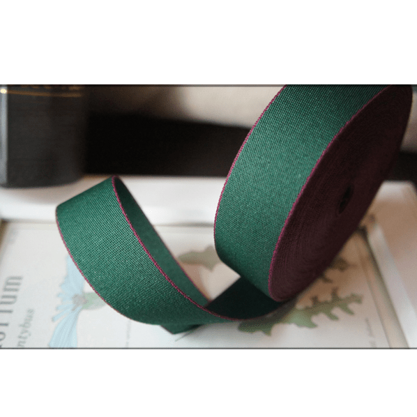 Classic Christmas Ribbon – Deep Green with Burgundy Edges | 1" x 10 Yards Roll, Premium Holiday Gift Wrapping & Décor | Laribbons Custom - laribbons Custom Shop