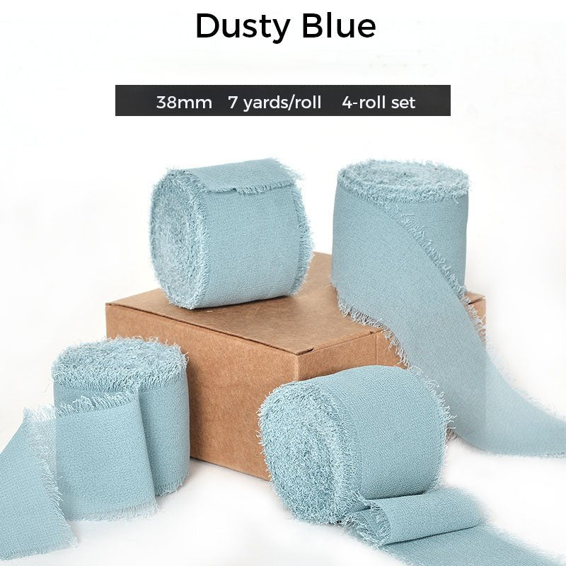 Handmade Chiffon Ribbon with Raw Edge – 1.5" Wide | 13 Wedding Colors | 7 Yards per Roll | 3 - Pack & 4 - Pack | Laribbons Custom - laribbons Custom Shop