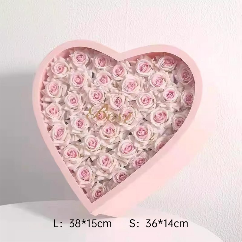 Heart - Shaped Flower Gift Box with Clear Window | BX - FSSJDTX | Laribbons Custom - laribbons