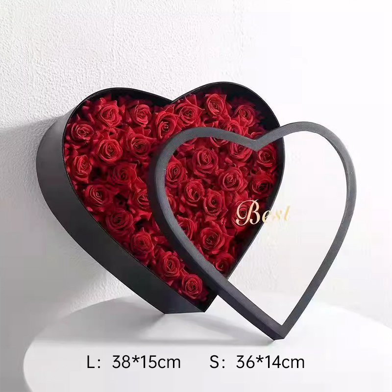 Heart - Shaped Flower Gift Box with Clear Window | BX - FSSJDTX | Laribbons Custom - laribbons