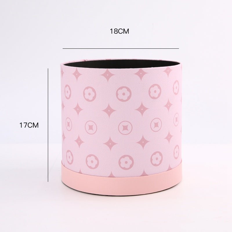 18x17cm Monogram Print Cylinder Flower Box | BX - GST | Laribbons Custom - laribbons
