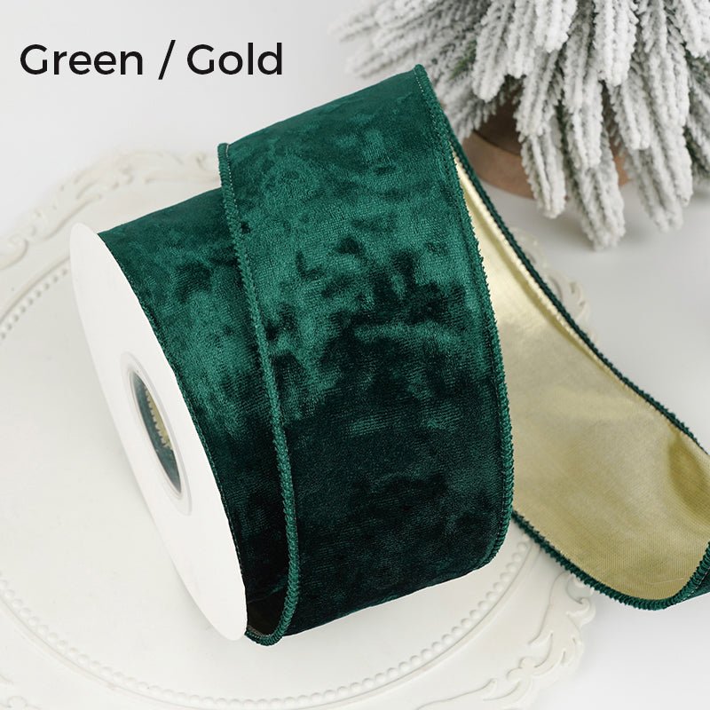 Reversible Velvet Ribbon 2.5 Inch | Double - Sided Velvet & Metallic Backing | 10 Yard Roll | Laribbons Custom - laribbons Custom Shop