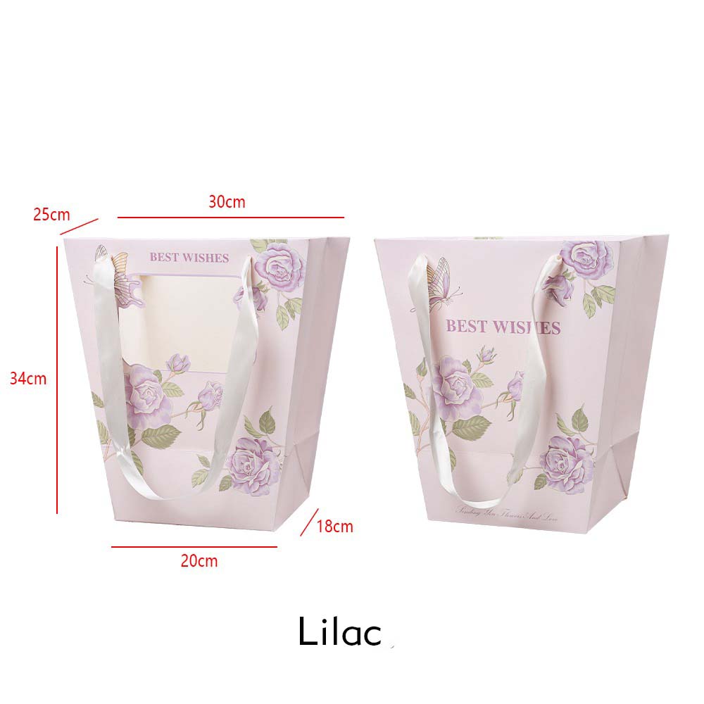 30×20×34cm Floral Print Flower Gift Bag with Window | HB - HDSTD | Laribbons Custom - laribbons