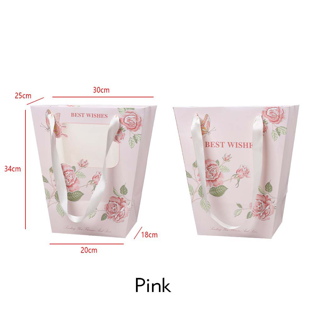 30×20×34cm Floral Print Flower Gift Bag with Window | HB - HDSTD | Laribbons Custom - laribbons