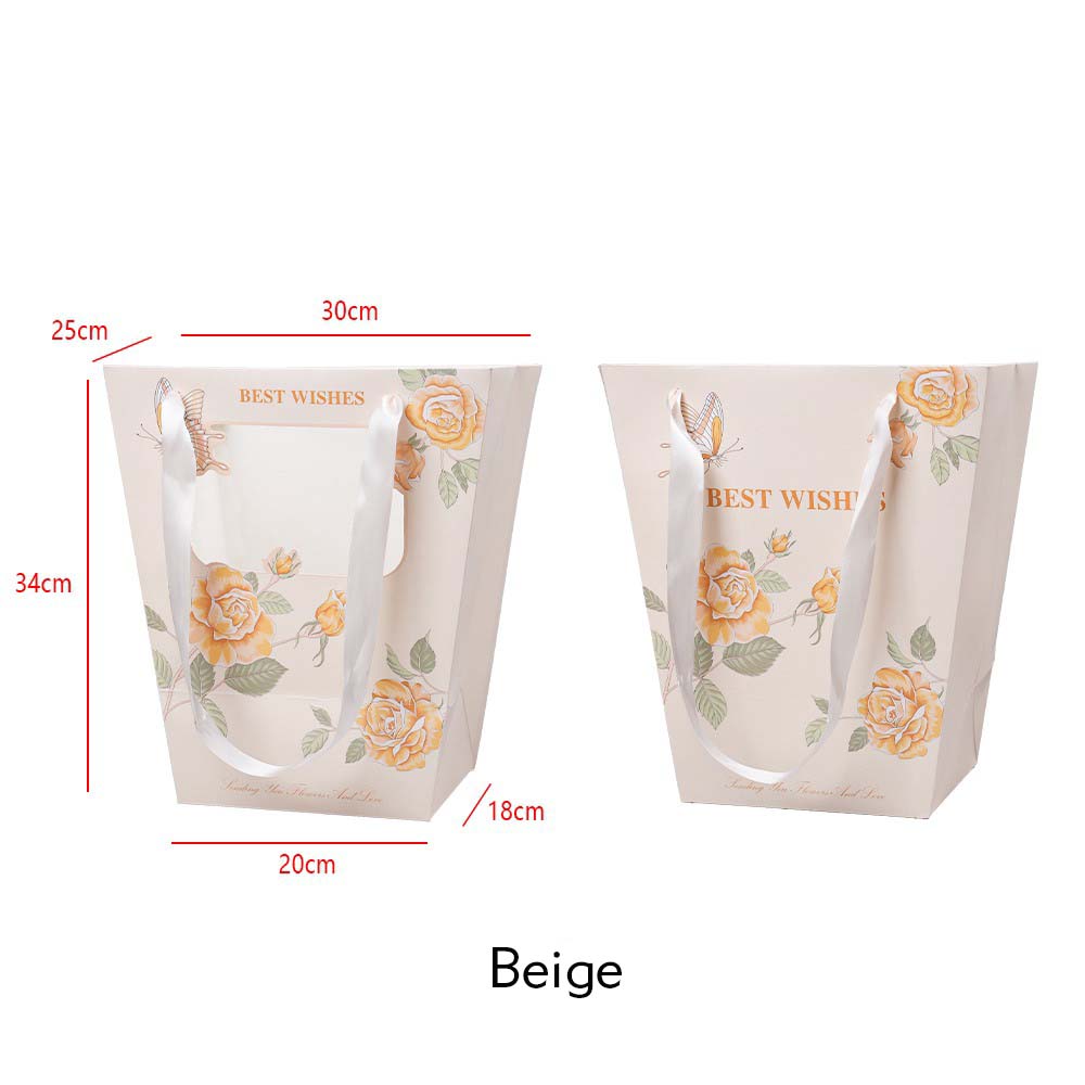 30×20×34cm Floral Print Flower Gift Bag with Window | HB - HDSTD | Laribbons Custom - laribbons