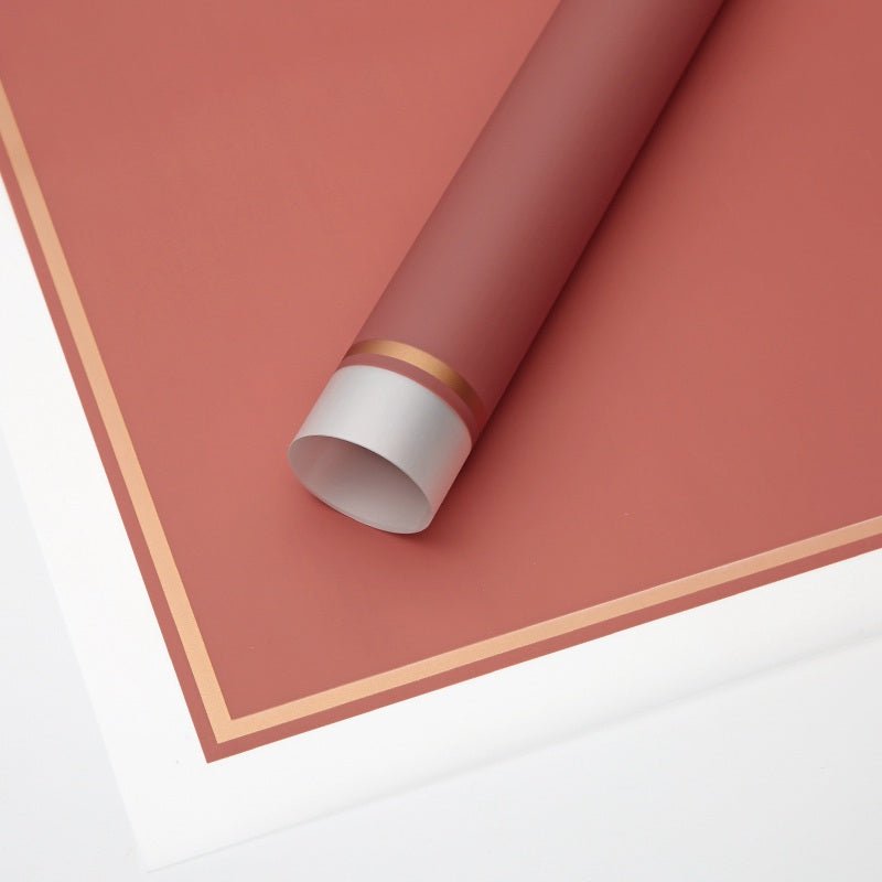 58x58cm Matte Film with Gold Trim Flower Packaging Sheets | P - HX038 | MOQ 100pcs | Laribbon Custom - laribbons