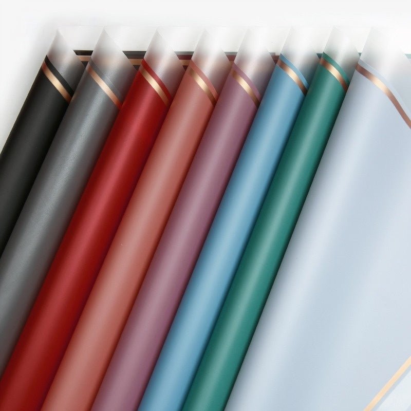 58x58cm Matte Film with Gold Trim Flower Packaging Sheets | P - HX038 | MOQ 100pcs | Laribbon Custom - laribbons