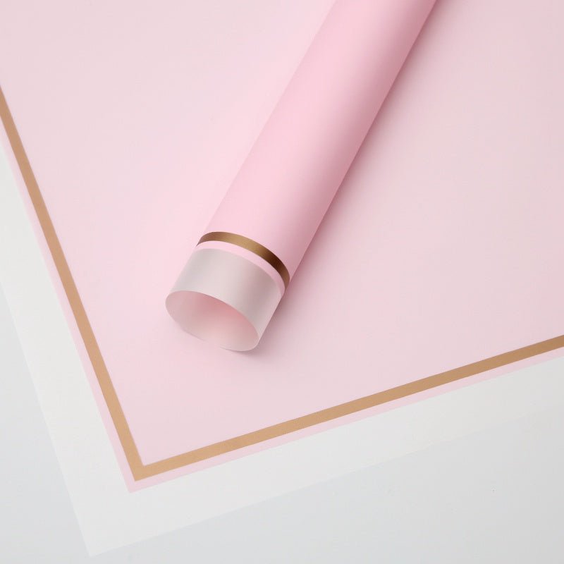 58x58cm Matte Film with Gold Trim Flower Packaging Sheets | P - HX038 | MOQ 100pcs | Laribbon Custom - laribbons