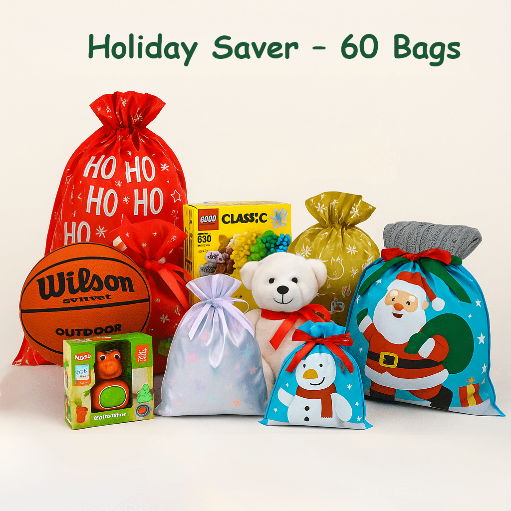 Krinkle Gift Bags – Pre - Assembled Festive Christmas Wrapping Bags with Ribbon | Family Pack (30 Bags) & Holiday Saver (60 Bags) | Laribbons Custom - laribbons Custom Shop
