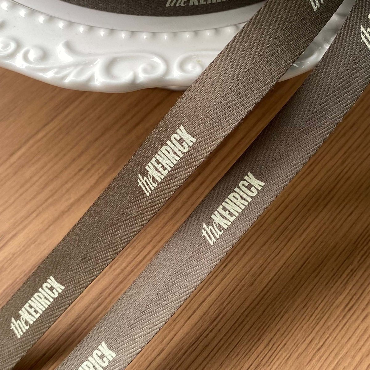 Custom Polyster Herringbone Ribbon with Logo – Personalized Printed Ribbon for Branding & Packaging | 100 Yards/Roll | Laribbons Custom - laribbons Custom Shop