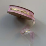 Custom Organza Ribbon with Hot Stamping Gold –Valentine's Day Wedding | 5/8