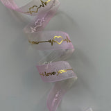 Custom Organza Ribbon with Hot Stamping Gold –Valentine's Day Wedding | 5/8