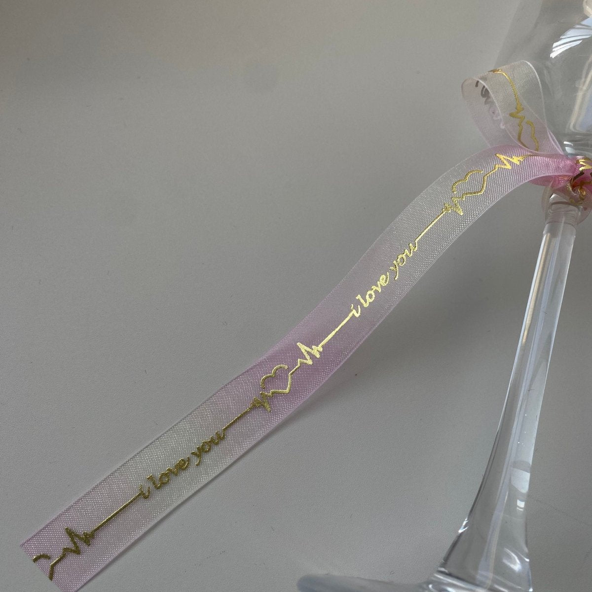 Custom Organza Ribbon with Hot Stamping Gold –Valentine's Day Wedding | 5/8" • 1" • 1.5" Widths | Laribbons Custom - laribbons Custom Shop