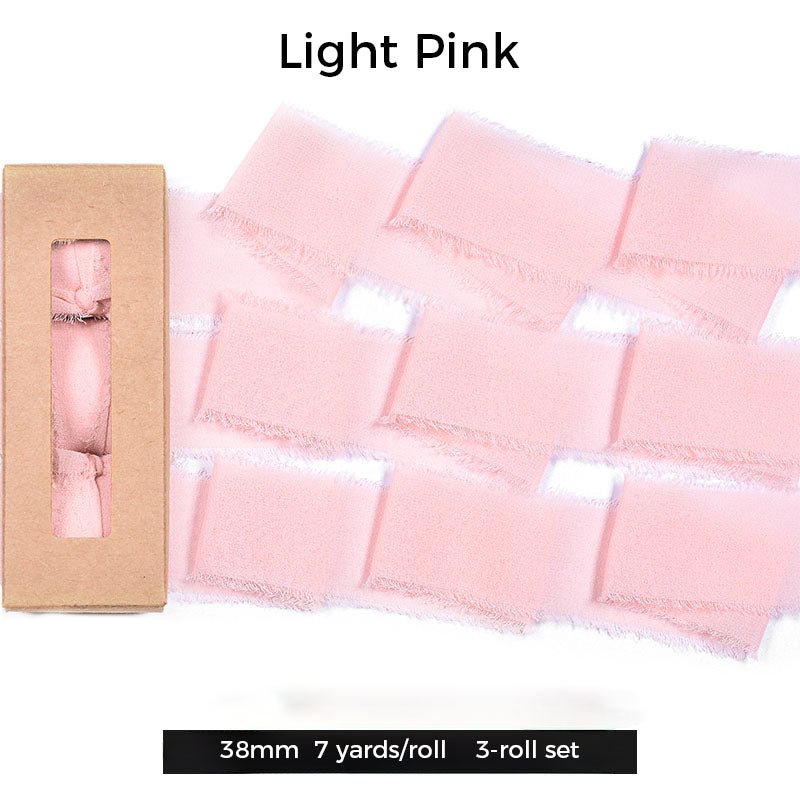 Handmade Chiffon Ribbon with Raw Edge – 1.5" Wide | 13 Wedding Colors | 7 Yards per Roll | 3 - Pack & 4 - Pack | Laribbons Custom - laribbons Custom Shop